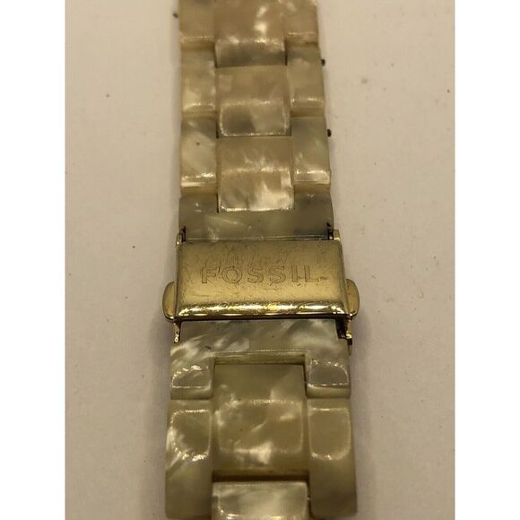 Fossil Watch Parts Full 2 piece Band Gold Tone Clasp 18mm PY174 - Picture 2 of 7